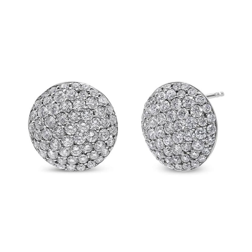 18K White Gold 3 1/2 Cttw Diamond Composite Disc Stud Earrings