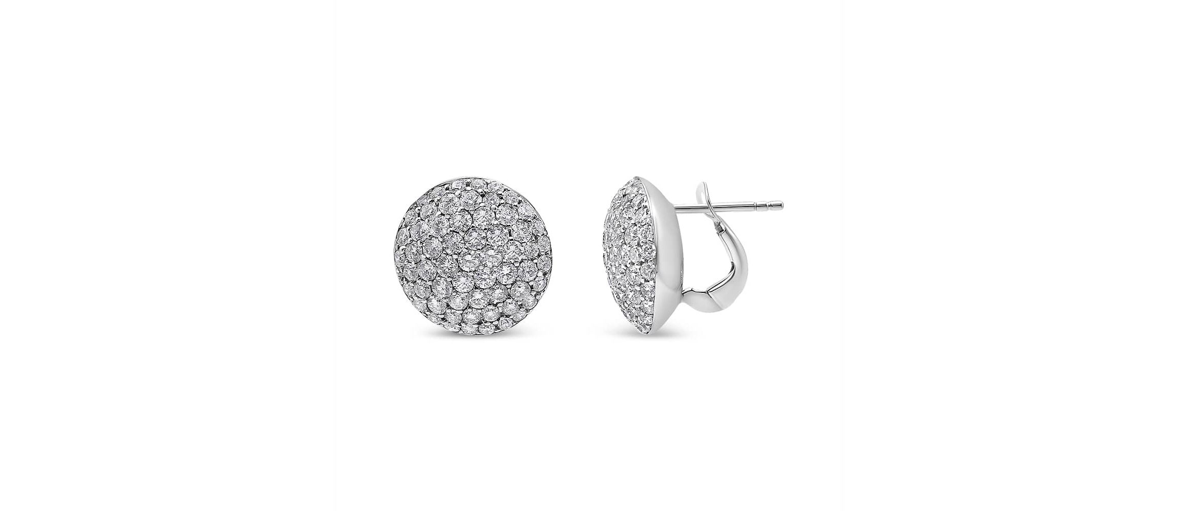 18K White Gold 3 1/2 Cttw Diamond Composite Disc Stud Earrings