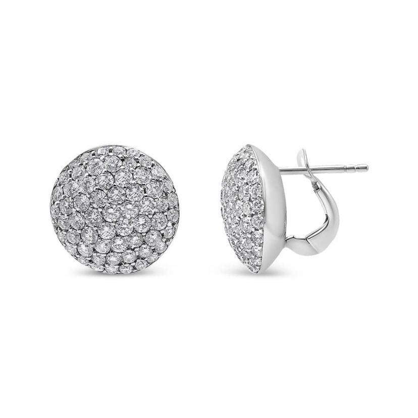 18K White Gold 3 1/2 Cttw Diamond Composite Disc Stud Earrings
