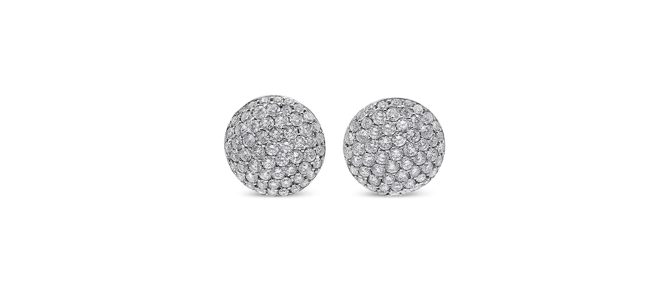 18K White Gold 3 1/2 Cttw Diamond Composite Disc Stud Earrings