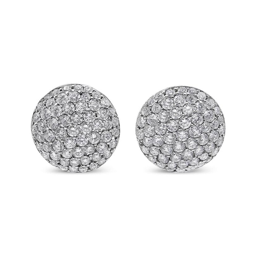 18K White Gold 3 1/2 Cttw Diamond Composite Disc Stud Earrings