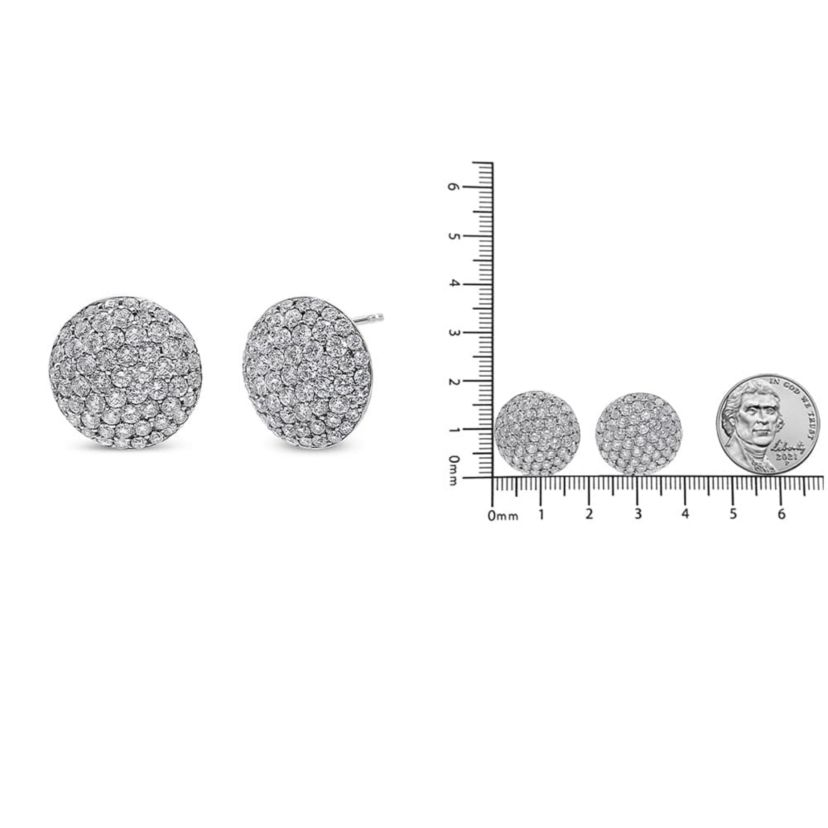 18K White Gold 3 1/2 Cttw Diamond Composite Disc Stud Earrings