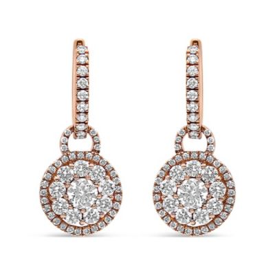 Haus of Brilliance 18K Rose Gold 1 1/2 Cttw Diamond Composite Dangle Earrings