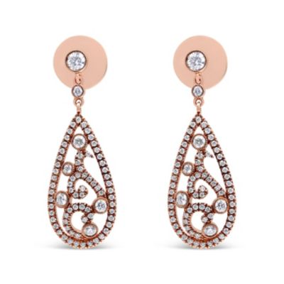 Haus of Brilliance 18K Rose Gold 1 1/4 Cttw Diamond Teardrop Shaped Drop Earring