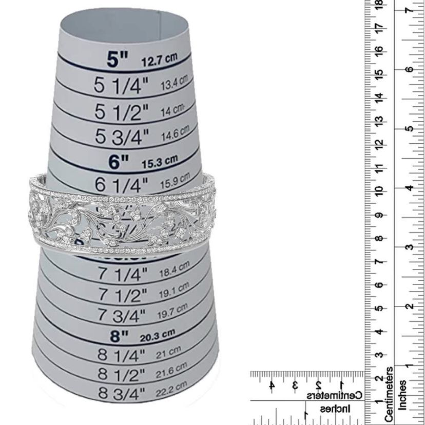 18K White Gold 3 1/4 Cttw Diamond Openwork Bangle Cuff Bracelet