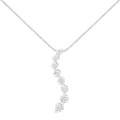 Haus of Brilliance AGS Certified 14k White Gold 3.0 Cttw Diamond Journey 18" Pendant Necklace