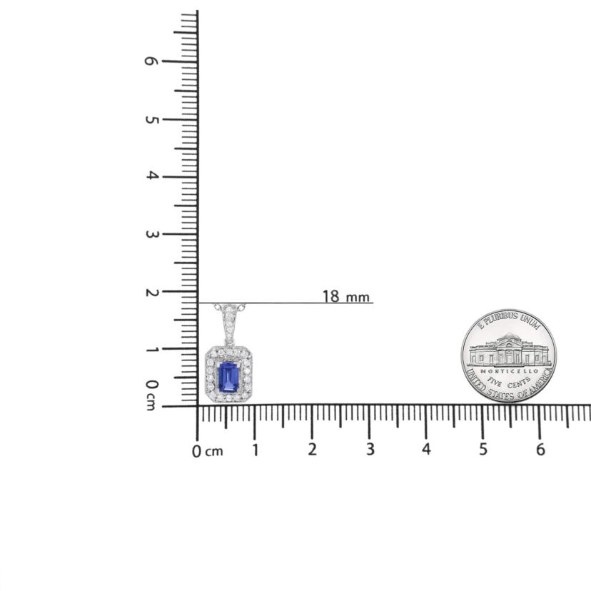 18K White Gold 1/4 Cttw Diamond and 6x4mm Purple Tanzanite Halo 18" Pendant Necklace