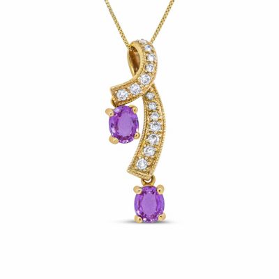 Haus of Brilliance 14K Yellow Gold 6x4mm Oval Pink Sapphire and 1/5 Cttw Diamond Pendant Necklace