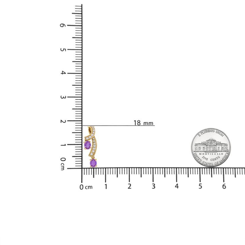 14K Yellow Gold 6x4mm Oval Pink Sapphire and 1/5 Cttw Diamond Pendant Necklace -