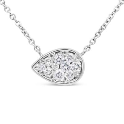 Haus of Brilliance 14K White Gold 1/4 Cttw Diamond Composite Teardrop Shape 18" Pendant Necklace