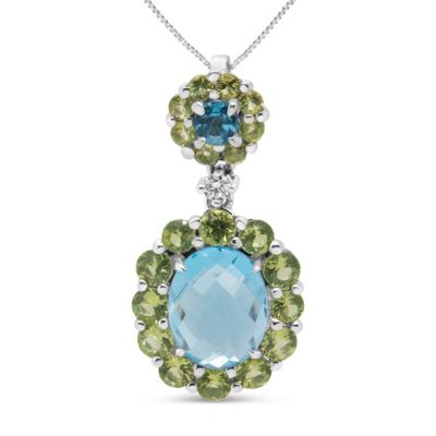 Haus of Brilliance 18k Gold Diamond Accent Topaz Peridot Halo Pendant Necklace