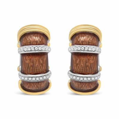 Haus of Brilliance 18K Gold Over Silver 9/10 Cttw Diamonds Huggie Hoop Earrings
