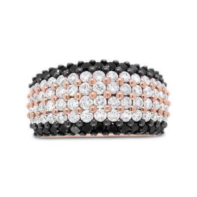 Haus of Brilliance 18K Rose Gold 2 1/5 Cttw Black and White Diamond 6 Row Band Ring
