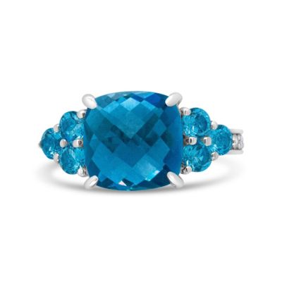 Haus of Brilliance 18K Gold Topaz & 1/6 Cttw Diamond 3 Stone Style Ring - Size 6.5