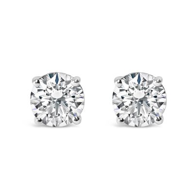 Haus of Brilliance AGS 14K White Gold 1.0 Cttw Diamond Push Back Stud Earrings