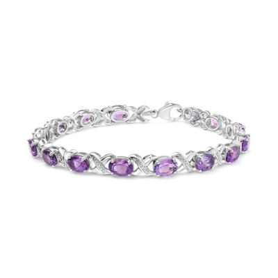 Haus of Brilliance Sterling Silver Amethyst & Diamond Accent X-Link Bracelet - 7"