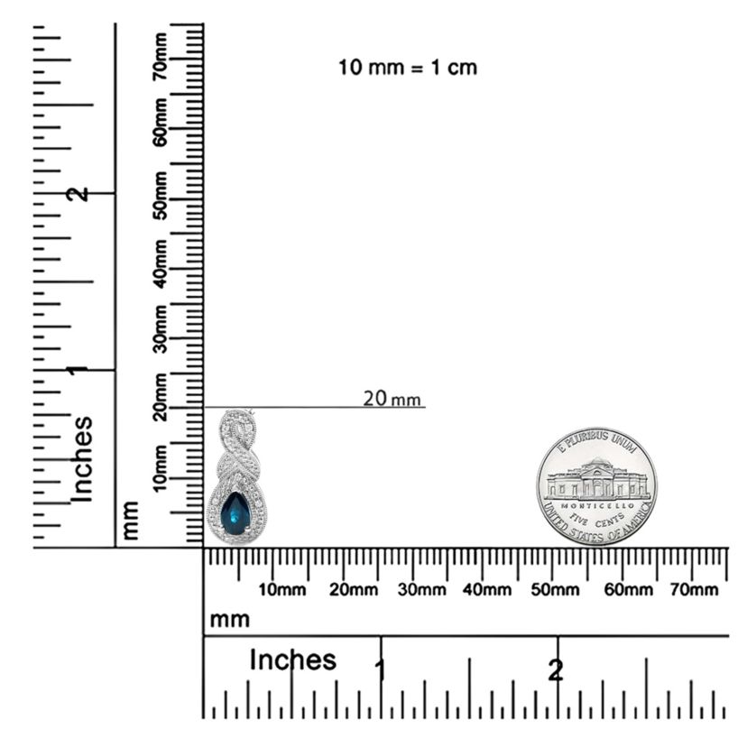 Silver 6x4mm Pear Sapphire and Diamond Accent Infinity Drop 18" Pendant Necklace