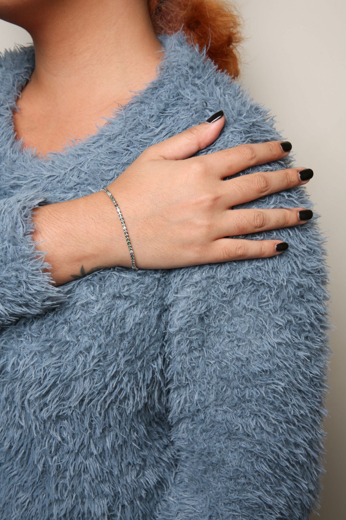 18K Gold 3/8 Ct Diamond with Sapphire & Tsavorite Bracelet - 7"