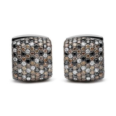 Haus of Brilliance 18K White Gold 12 5/8 Cttw Multi Color Diamond Huggie Earrings