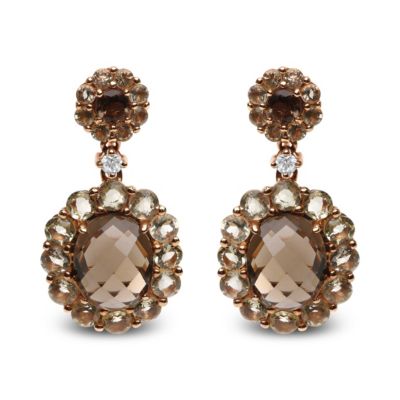 Haus of Brilliance 18K Gold Diamond Accent & Lemon & Smoky Color Quartz Gemstone Dangle Drop Earring