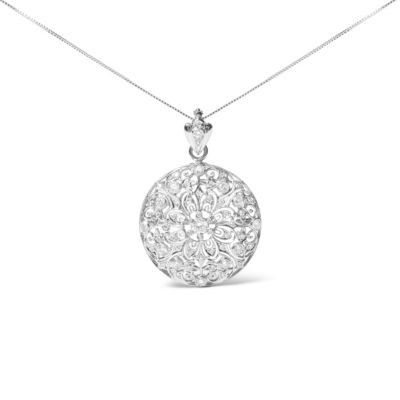 Haus of Brilliance 18K White Gold 1 5/6 Ctw Diamond Brooch Pin Pendant Necklace