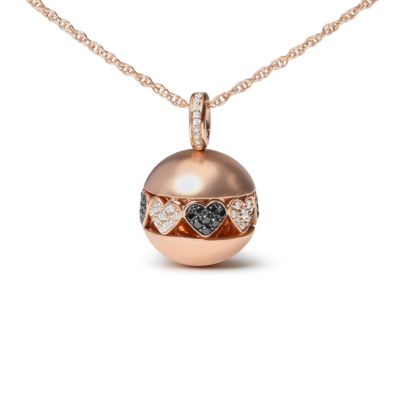 Haus of Brilliance 18K Gold 3/8 Cttw Diamond Ball with Filigree Heart & Cluster Pendant Necklace, 18 in