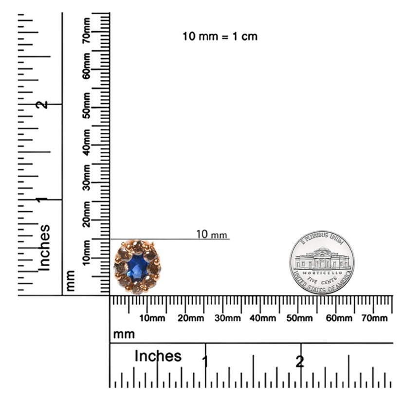 18K Rose Gold 5/8 Cttw Diamond and 7 x 4mm Oval Blue Sapphire Pendant Necklace