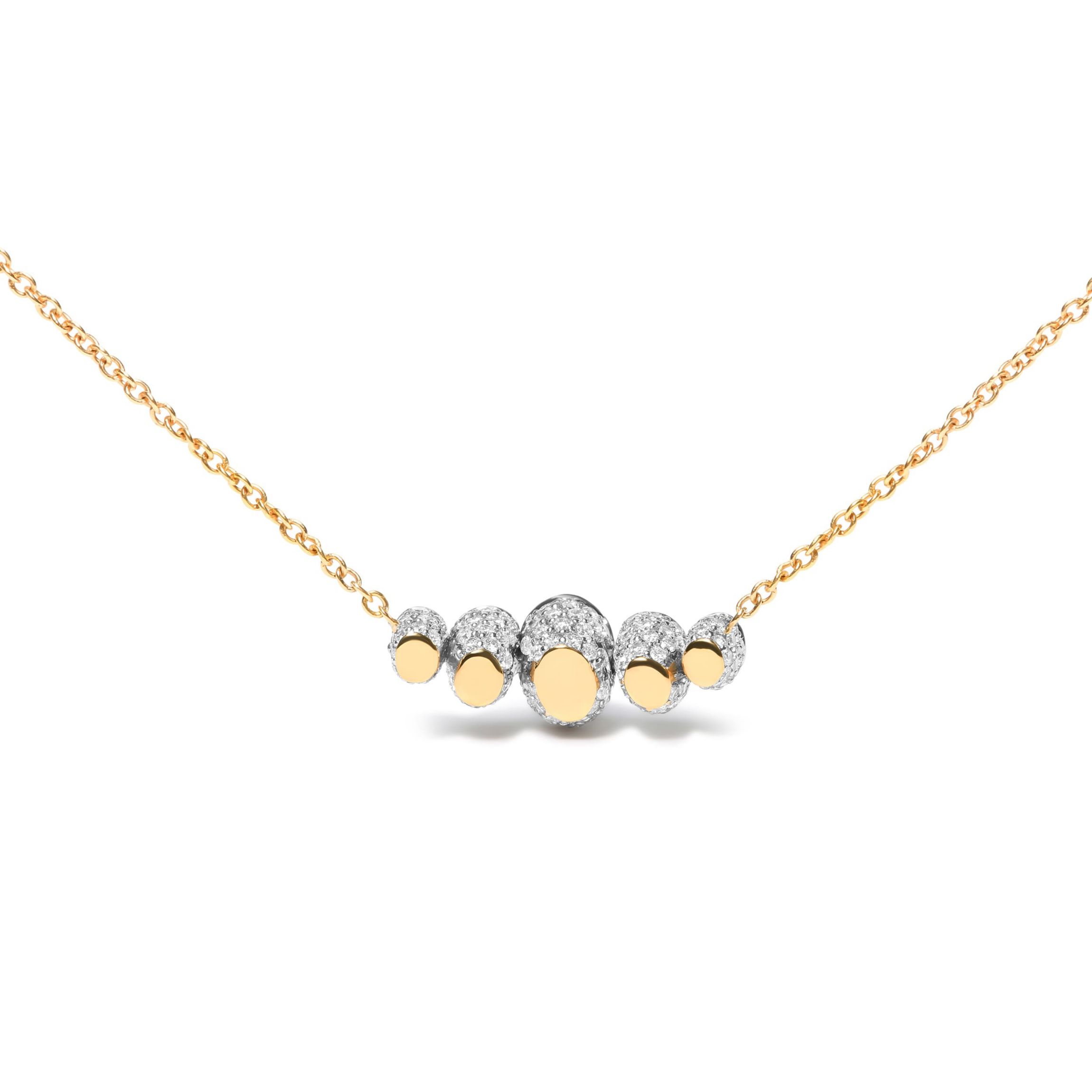 18K Gold 3/4 Cttw Diamonds and Ruby Curved Bar Choker Necklace