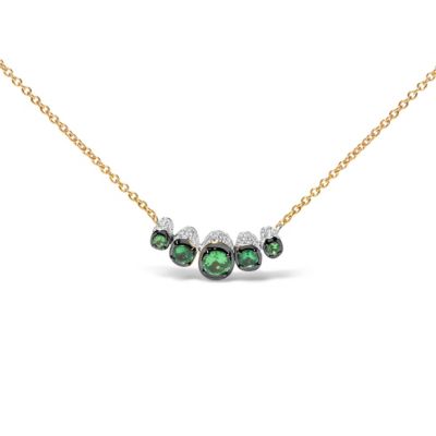 Haus of Brilliance 18K Gold 3/4 Ctw Diamonds & Tsavorite Curved Bar Choker Necklace