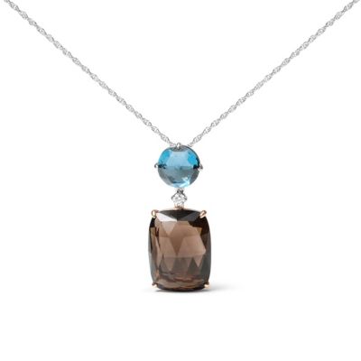Haus of Brilliance 18K Gold Diamond Accent Topaz Quartz Dangle Pendant Necklace