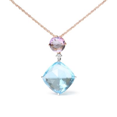 Haus of Brilliance 18K Gold Diamond Accent Amethyst Topaz Dangle Pendant Necklace
