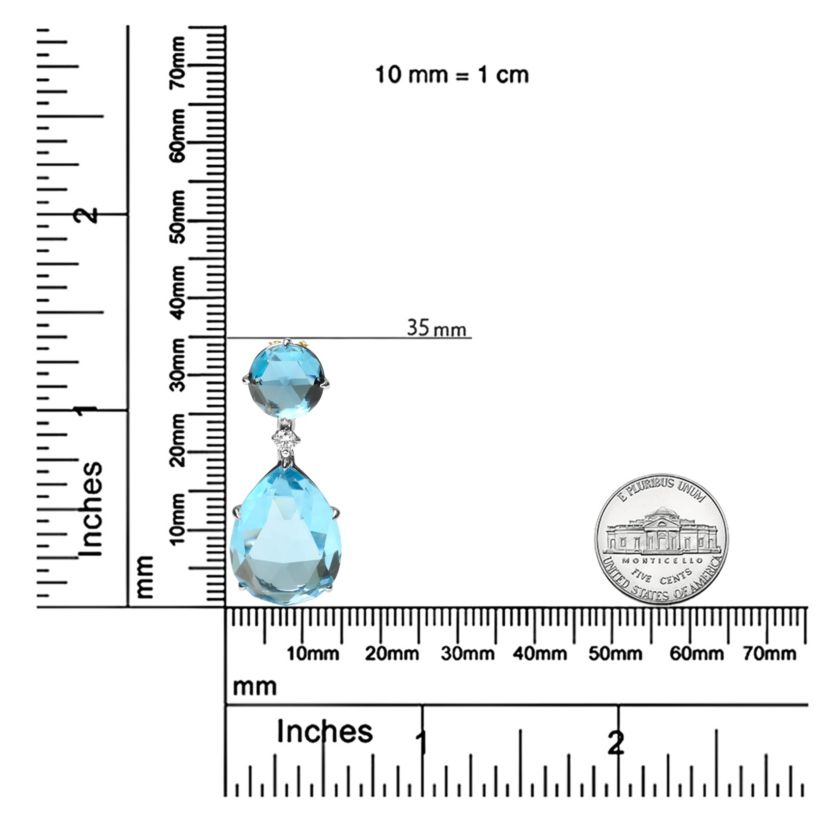 18K Gold Diamond Accent Topaz and Topaz Drop Pendant Necklace