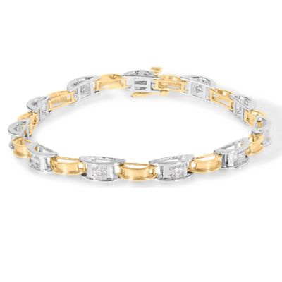 Haus of Brilliance 14K Two-Tone Gold 1.00 Cttw Diamond Chain Link Bracelet