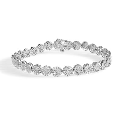 Haus of Brilliance 14K White Gold 2.00 Cttw Diamond Halo Link Tennis Bracelet