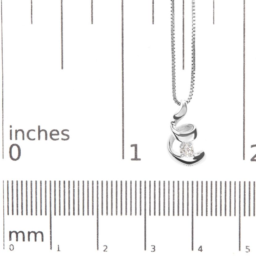 10K White Gold 1/10 Cttw Diamond Solitaire Spiral 18" Pendant Necklace