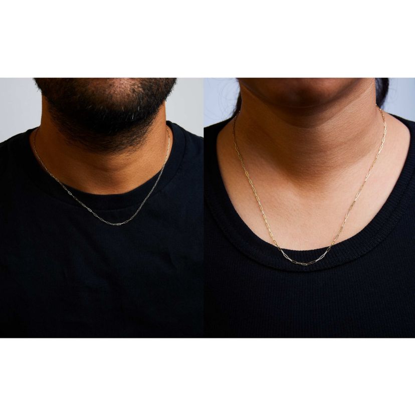 Unisex Solid 14K Yellow Gold 1.5mm Paperclip Chain Necklace - 18 Inches