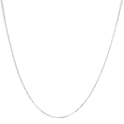 Haus of Brilliance Men's Unisex Solid 14K White Gold 1.5mm Paperclip Chain Necklace - 18 Inches