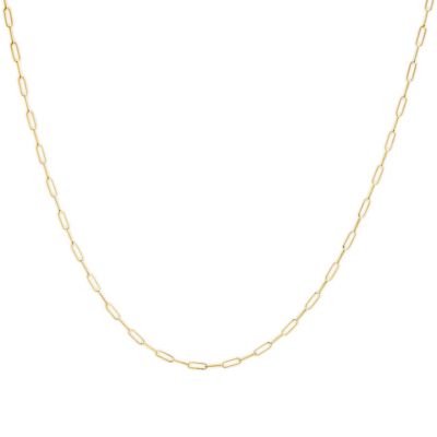 Haus of Brilliance Men's Solid 14K Yellow Gold 2.5mm Paperclip Chain Necklace Unisex 18" Inches, White, 18 in