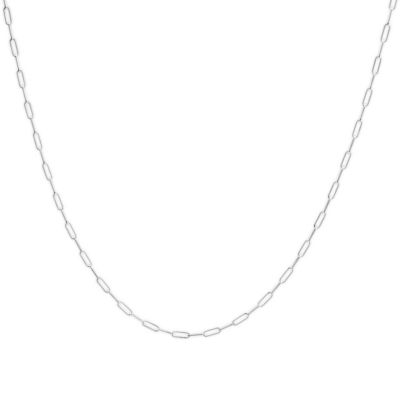 Haus of Brilliance Men's Solid 14K White Gold 2.5mm Paperclip Chain Necklace Unisex 18" Inches