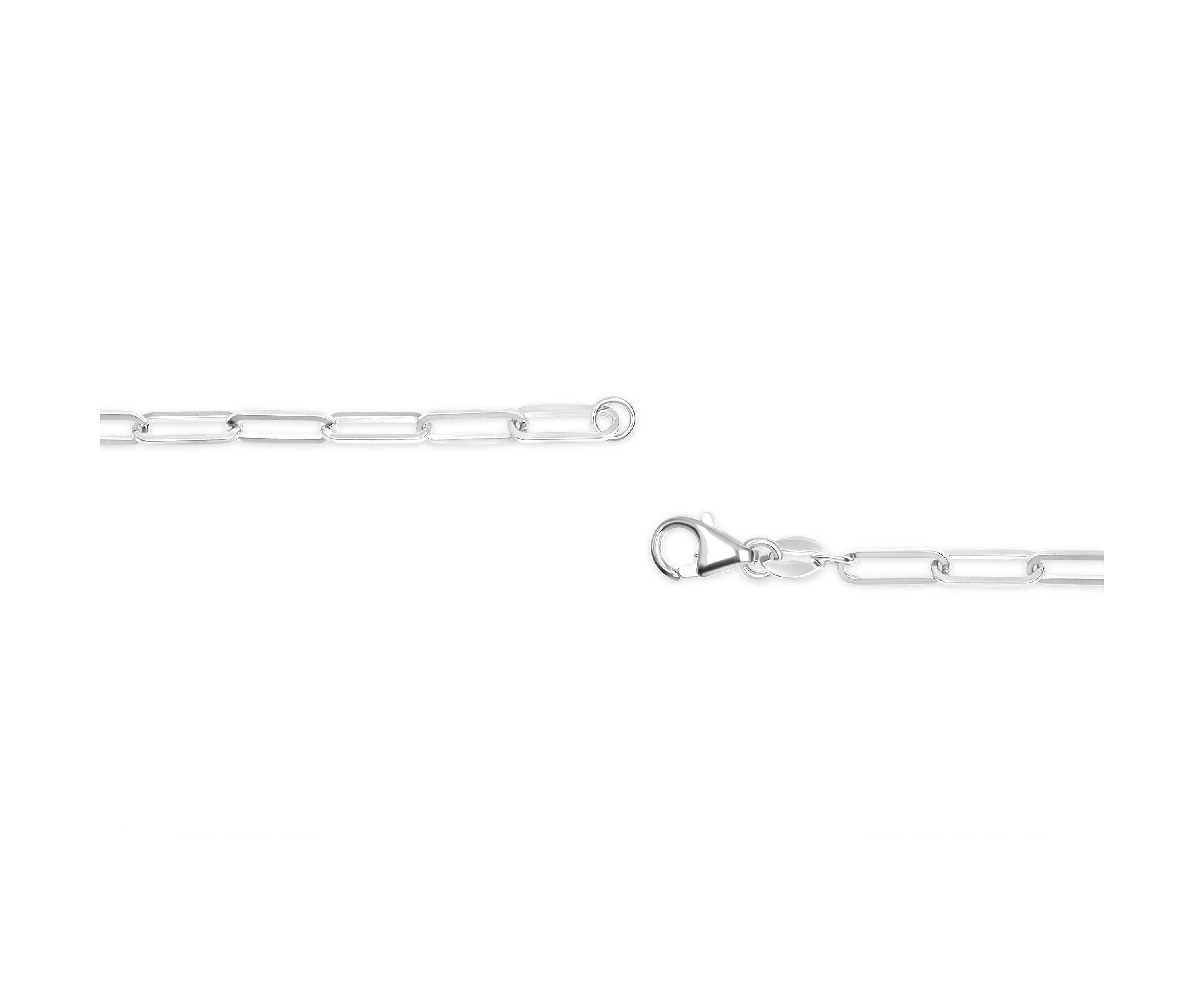 Solid 14K White Gold 2.5mm Paperclip Chain Necklace Unisex 18" Inches