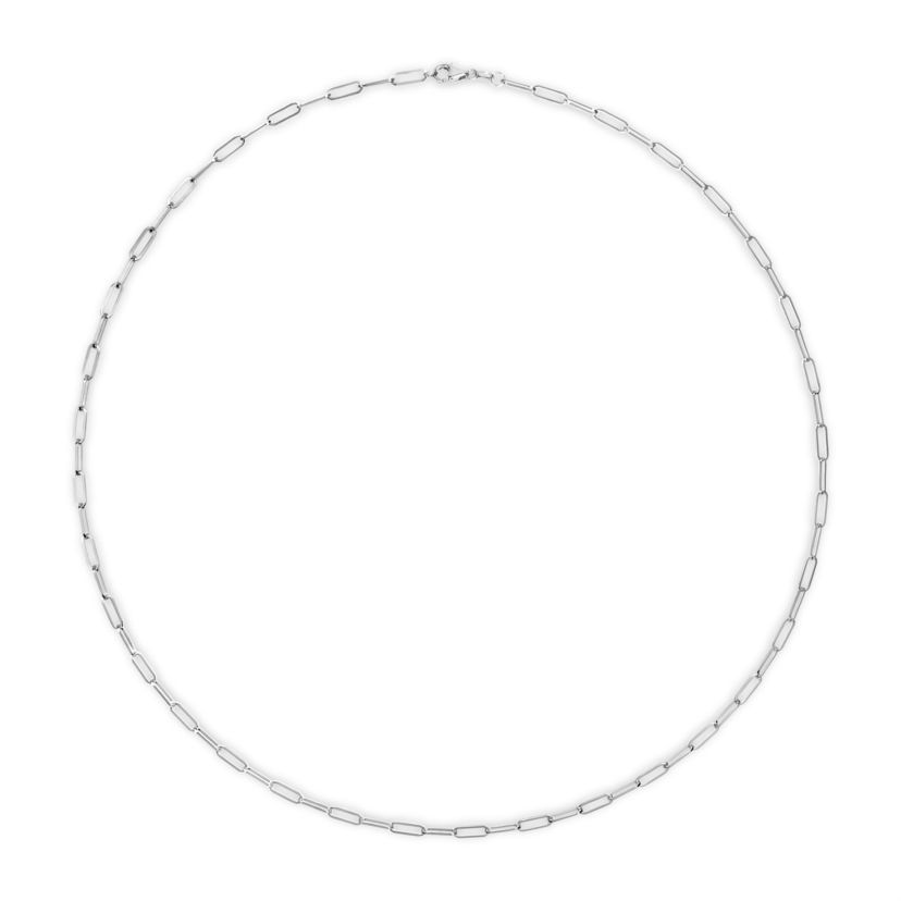 Solid 14K White Gold 2.5mm Paperclip Chain Necklace Unisex 18" Inches