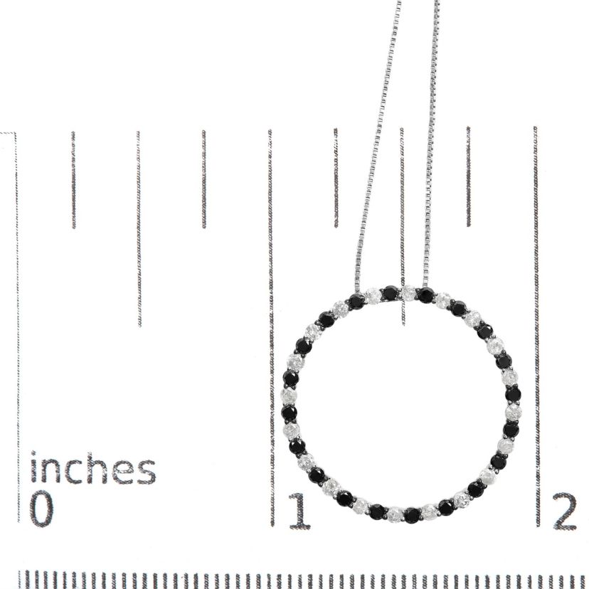 Silver 2.0 Cttw Diamond Open Hoop Circle Pendant Necklace
