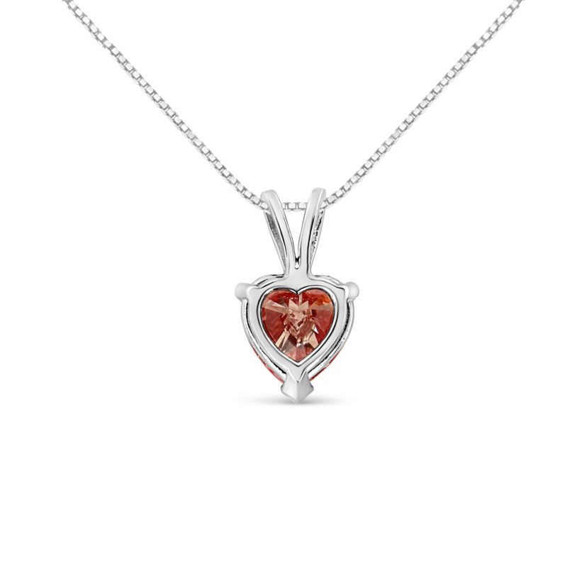 Lab Created 14K White Gold Martini 1.00 Ctw Lab Grown Pink Heart Diamond Solitaire Necklace