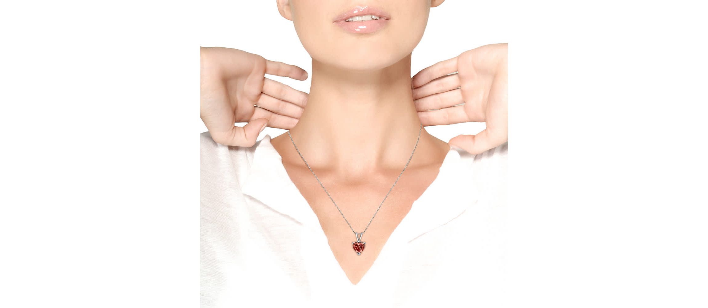 Lab Created 14K White Gold Martini 1.00 Ctw Lab Grown Pink Heart Diamond Solitaire Necklace