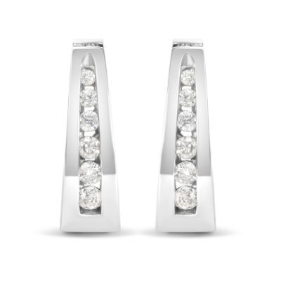 Haus of Brilliance 14K Gold 14 Ct Channel Diamond Hoop Earrings