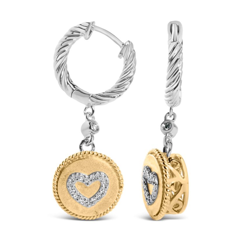 18K Gold Over Silver 1/8 Cttw Diamond Drop and Dangle Earring