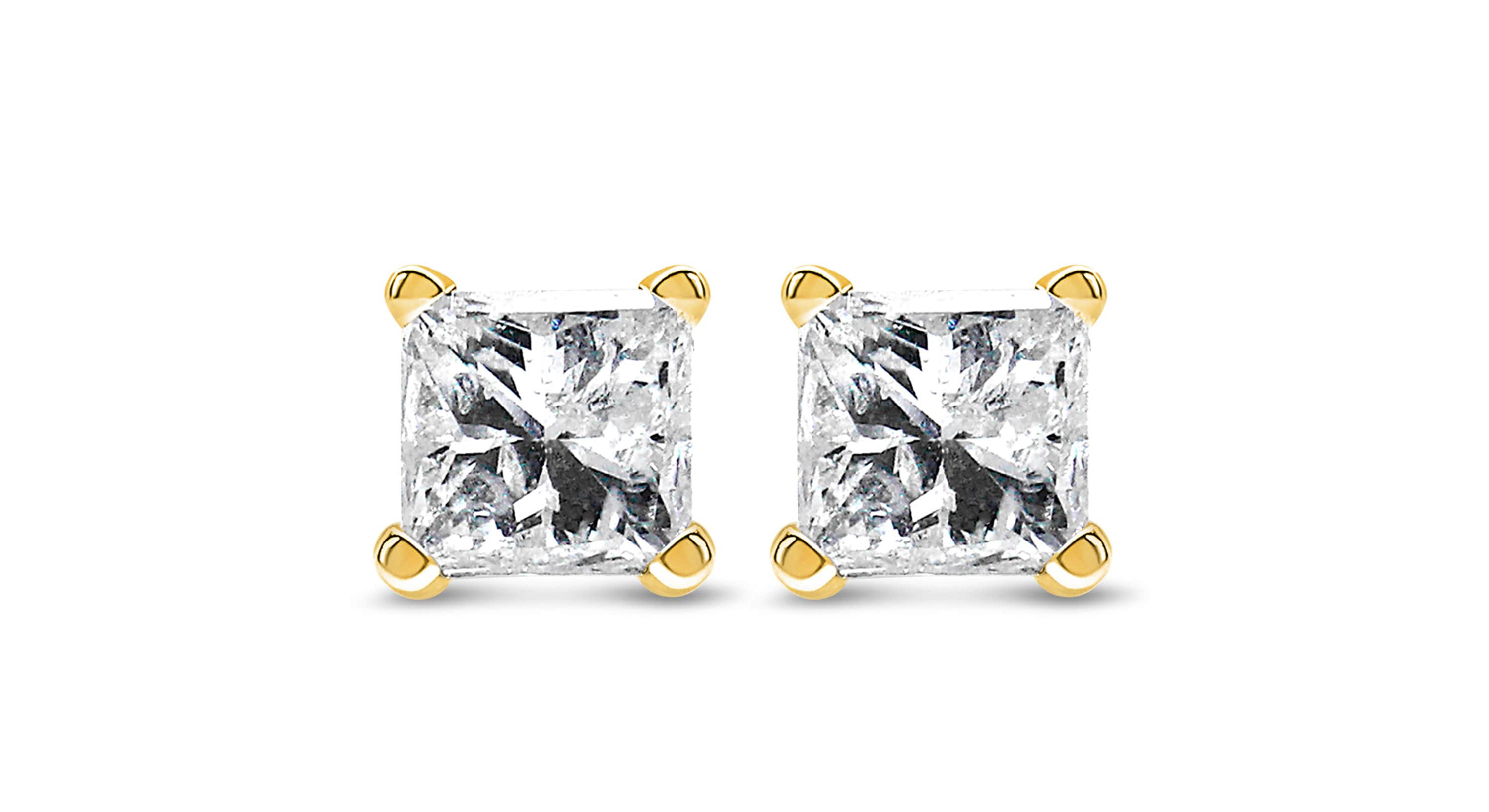 Certified 14K Gold 1/3 Cttw Solitaire Diamond Stud Earrings