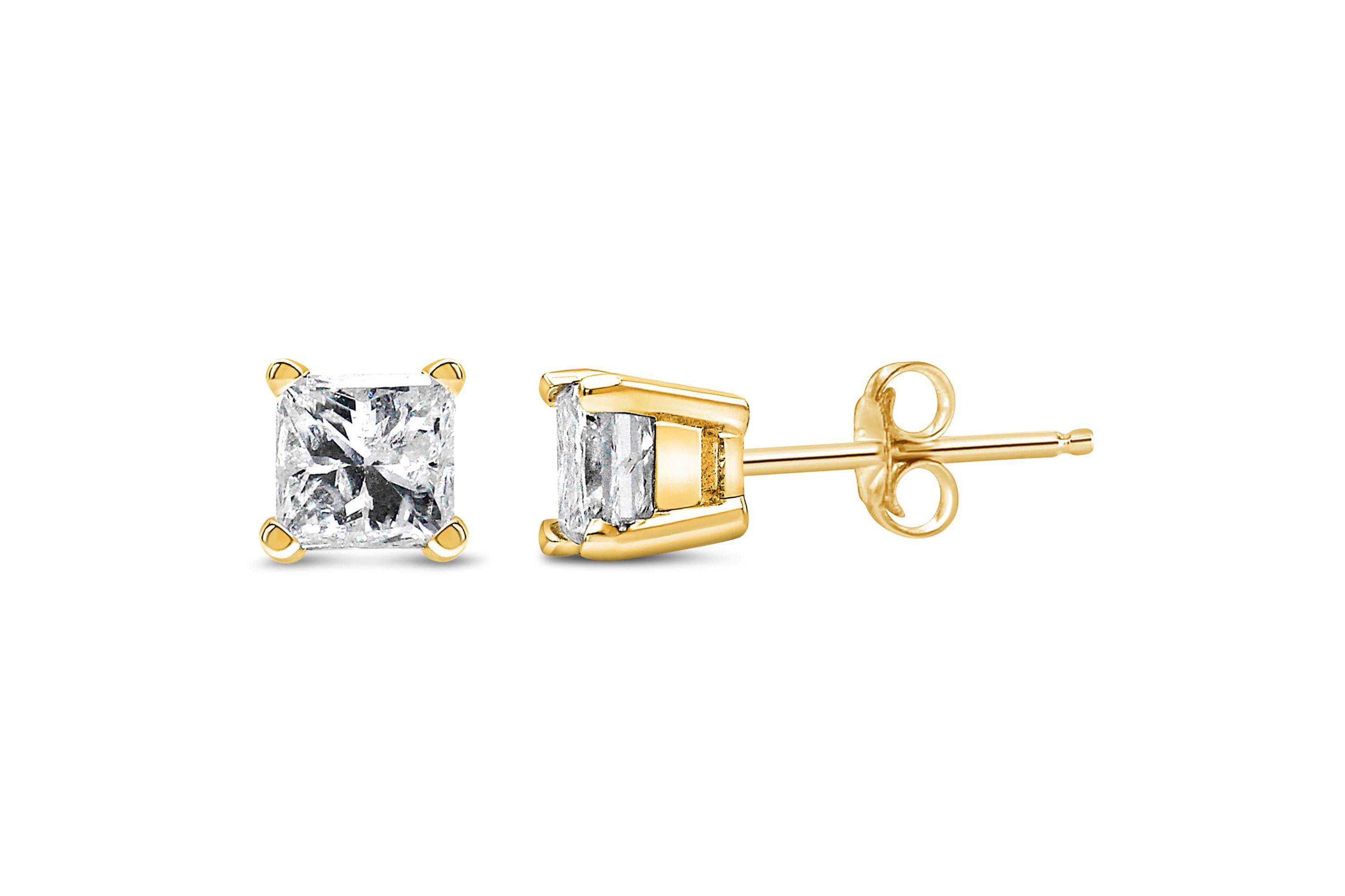 Certified 14K Gold 1/3 Cttw Solitaire Diamond Stud Earrings
