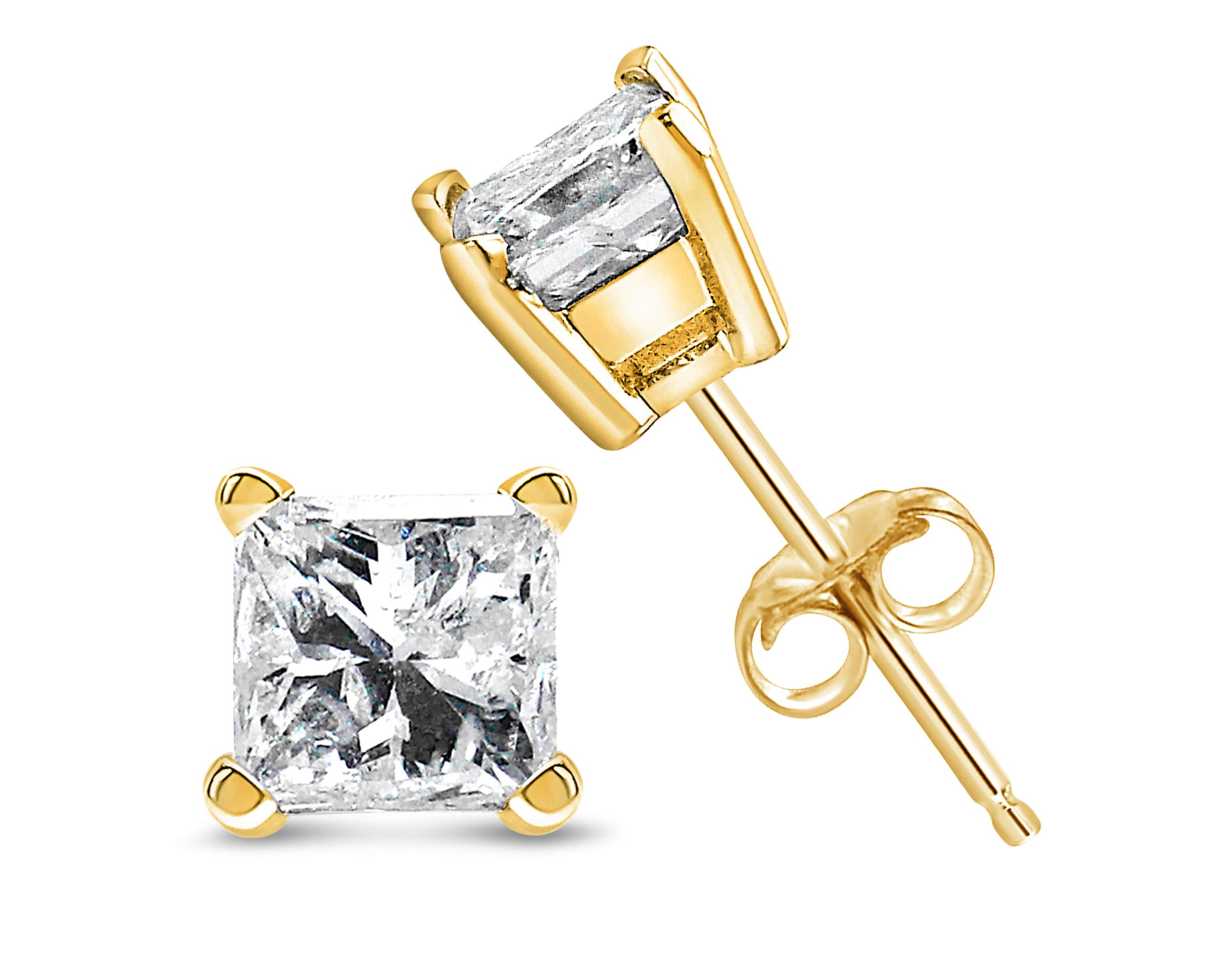 Certified 14K Gold 1/3 Cttw Solitaire Diamond Stud Earrings