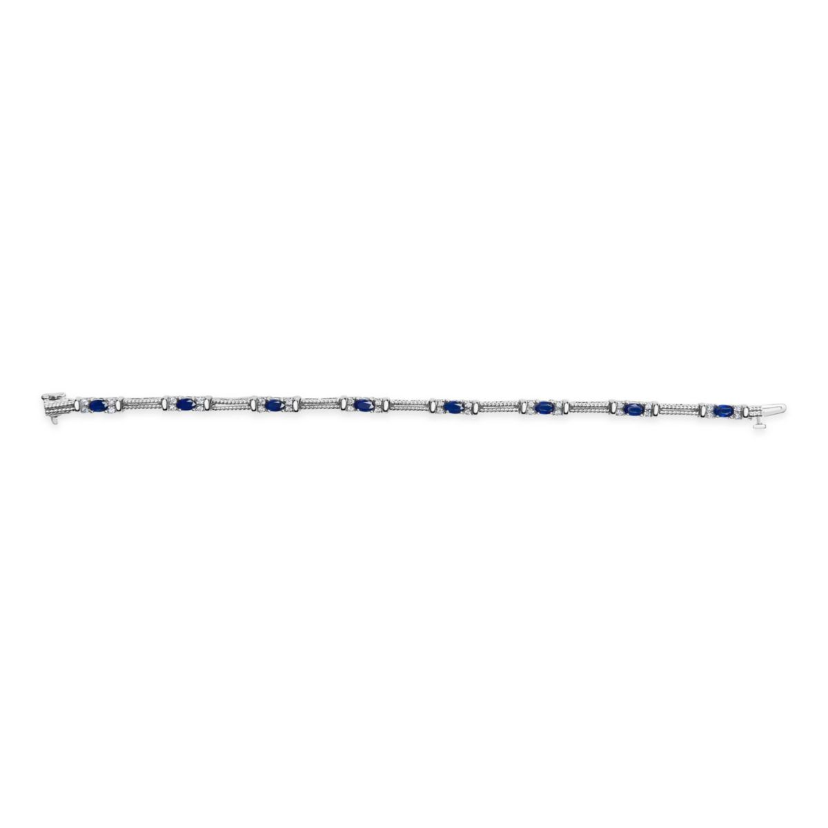 14K Gold 1/2 Cttw Diamond & Sapphire Braided Link Bracelet - 7"